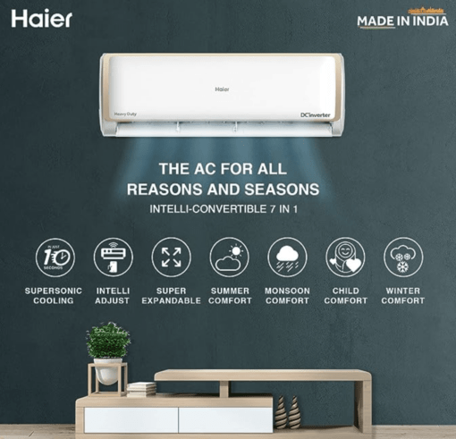 Haier 1.0 Ton 5 Star Inverter Split AC(Intelli Convertible 7-in-1, Triple Inverter+ Technology, 2023, HSU13E-TXG5BE-INV, White) - Image 3